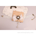 Fashion White Lace Necklace Bowknot Pearl Lace Bib Necklace